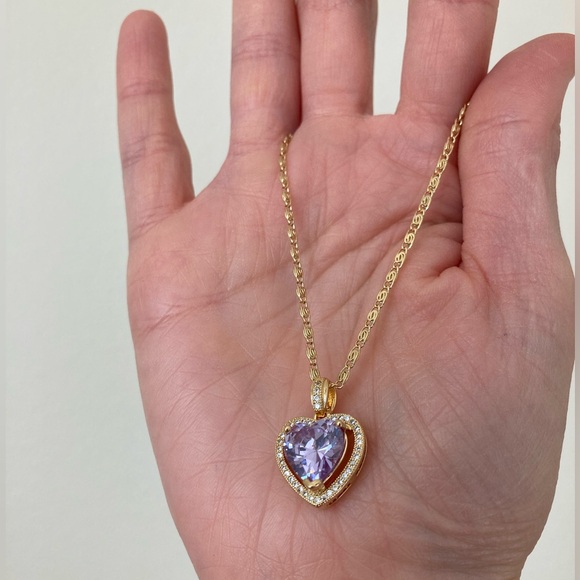 New Vanessa Mooney mini heart necklace purple amethyst pendant necklace - Picture 5 of 10
